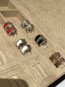 Hermes leather stitching earrings-3611  